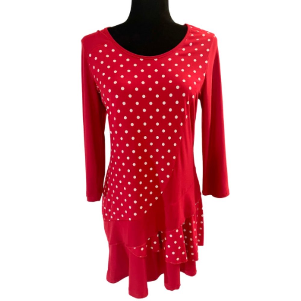 Red Polka-Dot A-Symmetrical shirt